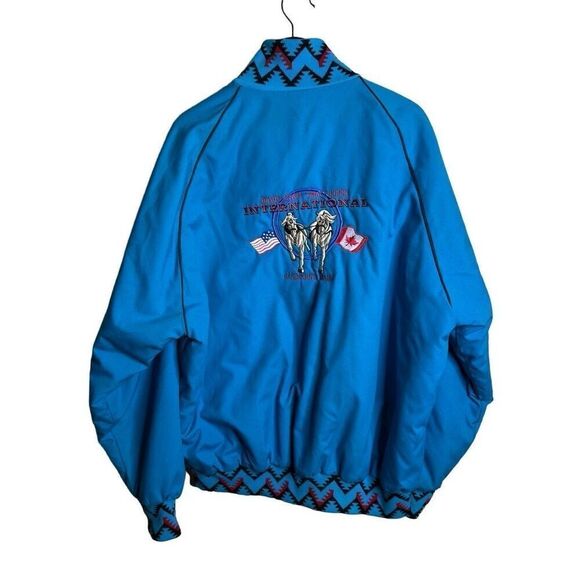 Vintage 90s West Ark Aztec Turquoise Bomber Jacket XXL - Picture 5 of 8